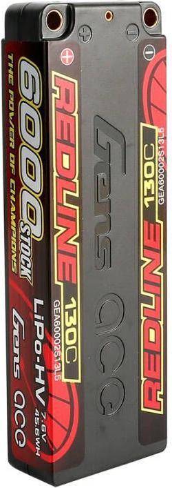 Actual product image Gens Ace RC Battery LiHV 6000 mAh 7.6 V 130C 2S2P Redline Series (7.60 V, 6000 mAh)