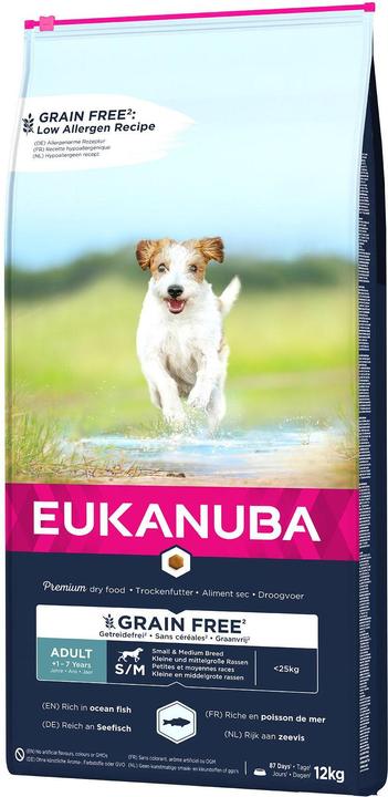Produktbild Eukanuba Grain Free Adult S/M mit Lachs (Adult, 1 Stk., 12000 g)