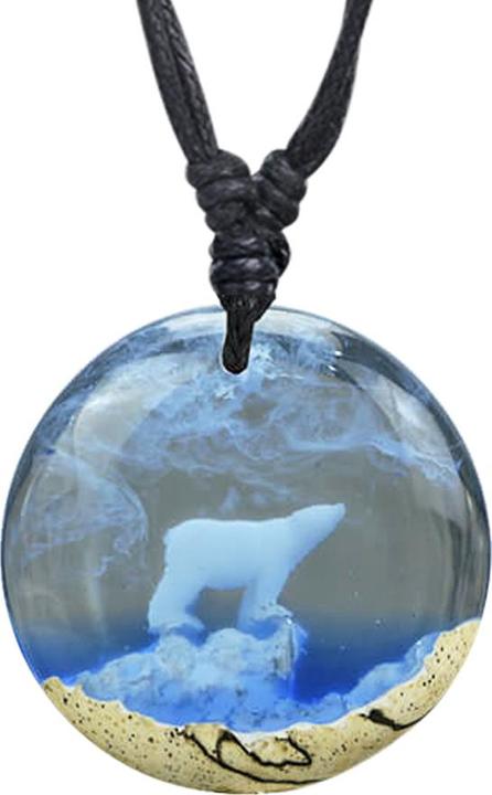 Produktbild Star Piercing Halskette schwarz Anhänger Eisbär Epoxy blau aus Tamarind Holz (ohne Messing, Organisch)