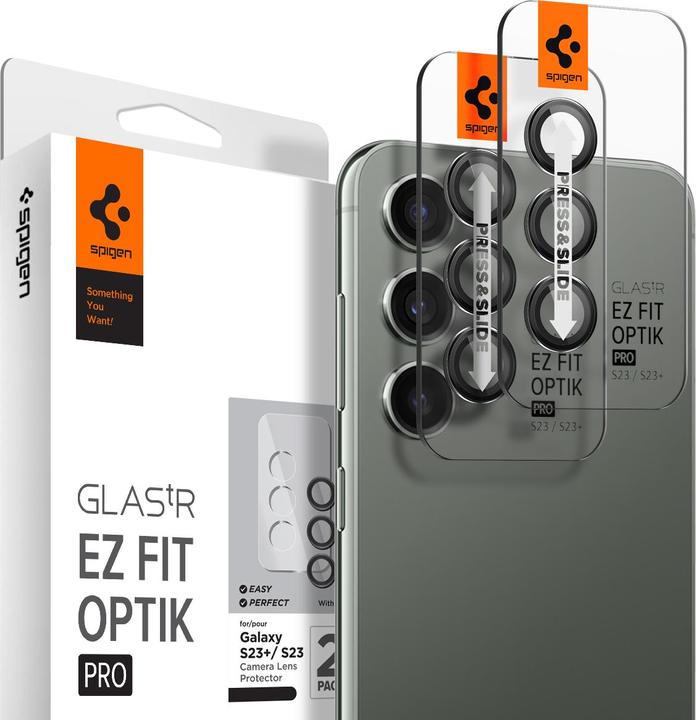 Actual product image Spigen Optics Pro Camera Sam S23/S23+ 2szt./2pcs czarny/black AGL05962 (2 Piece, Samsung Galaxy S23+, Samsung Galaxy S23, Samsung Galaxy S24+)
