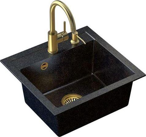 Steiner ART JOHNNY 110 (50x47x18,5) Steingran Art Gold Black Pearl with Handheld Siphon, Naomi Tap and Dispe (470 mm, 500 mm)