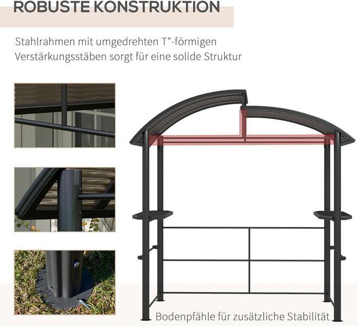 Produktbild Swisshandel24 Grillpavillon Flammschutzdach BBQ Pavillon UV Schutz Pergola Stahl PC Dunkelgrau 240x150x230cm (240 cm, 150 cm)