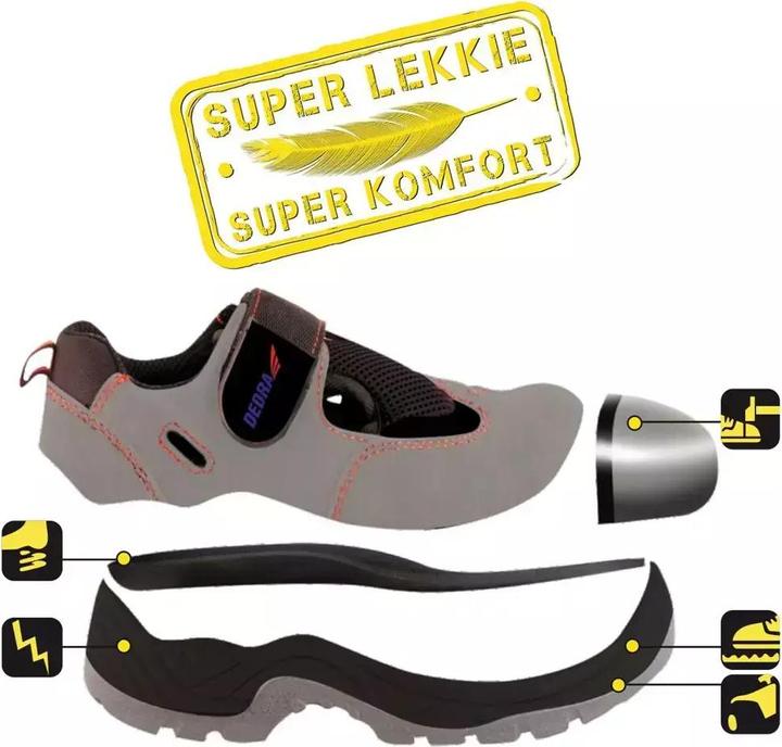 Image du produit Dedra Safety sandals D2 nubuck very light, size 40 (BH9D2-40) (S1, 40)