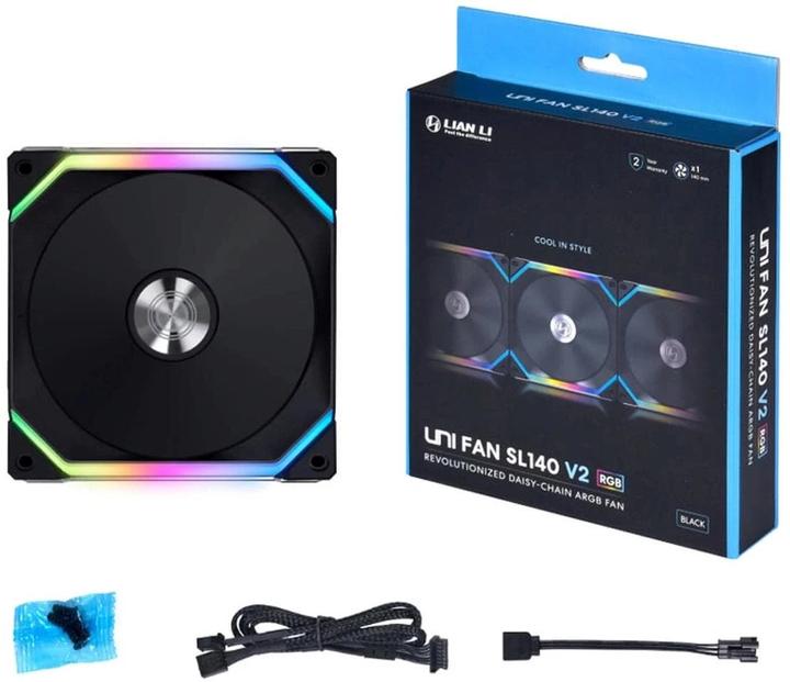 Actual product image Lian-Li UNI FAN SL140 V2 RGB PWM fan - 140mm, black (140 mm, 1 x)