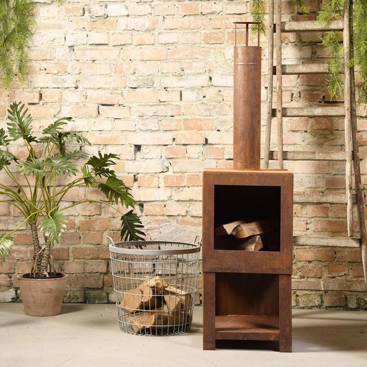Image du produit Esschert Design Terrassenofen mit Holzlager, Rostbraun