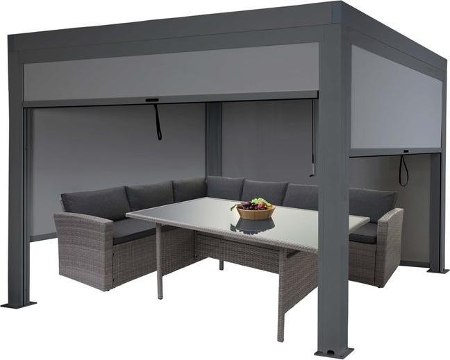 Mendler Pergola HWC-L46, 11cm-Alu-Gestell, sturmfest 3x3m, anthrazit (300 cm, 300 cm)