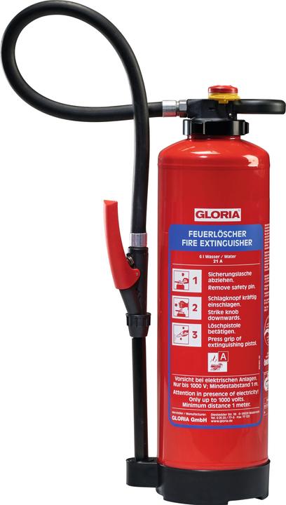 Produktbild Gloria Wasserfeuerlöscher WKL 6 PRO 6 l Aufladegerät Brandklasse A 21 A mit Wandhalter (A)