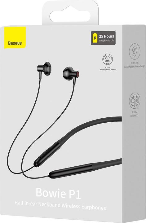Produktbild Baseus Neckband Magnetic Sport Earphones Bowie P1 (black) (keine Geräuschunterdrückung, 25 h, Kabellos)