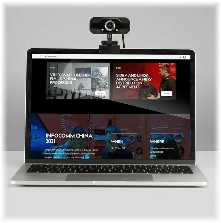 Actual product image Lindy FHD 1080p webcam with microphone Angle of view 110° 360 (2 Mpx)