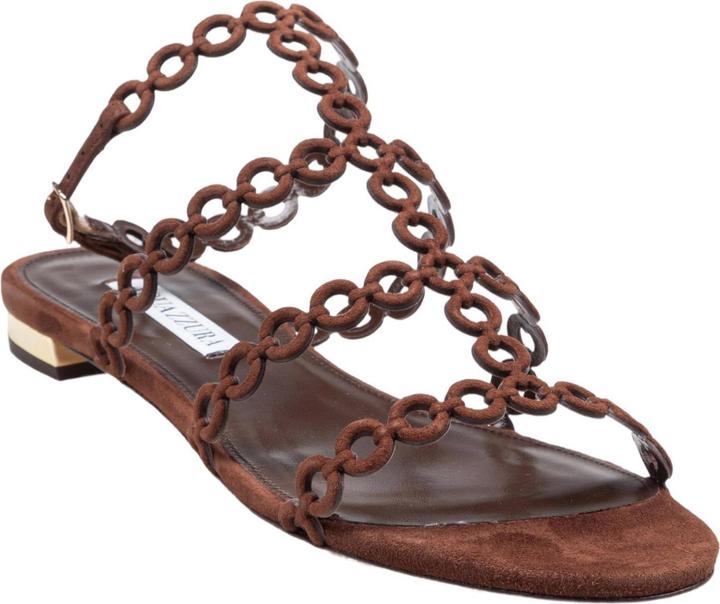 Produktbild Aquazzura Aquazzurra flat infinity chain ​​suede sandal brown color (39)