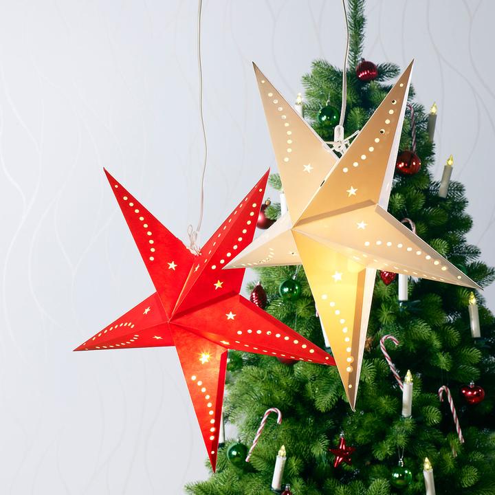 Produktbild Lunartec 3D-Weihnachtsstern-Lampe, Stern aus Papier, 60 cm, rot