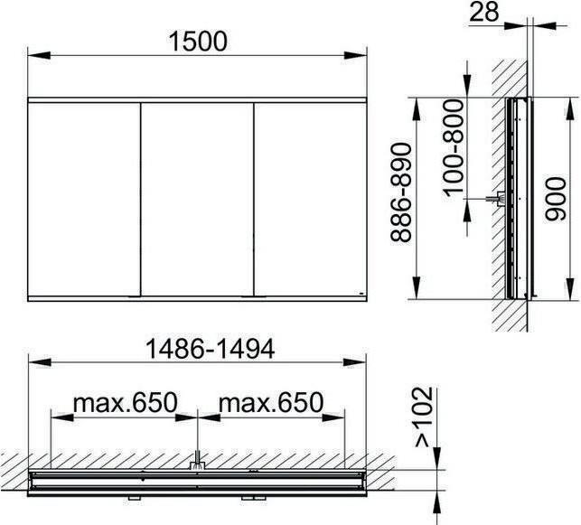 Produktbild Keuco Spiegelschrank ROYAL MODULAR 2.0 Breite 1500mm Höhe 900mm Tiefe 120mm
