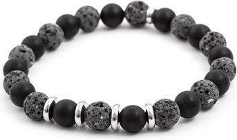 Beneto Bead bracelet made of agate and lava stone MINK58 - Length: 19 cm (L) (19 cm)