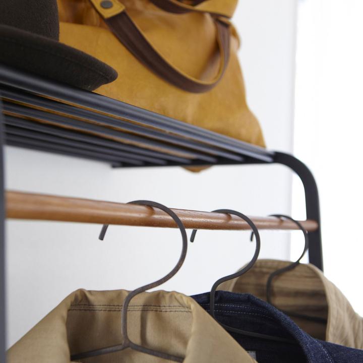Actual product image Yamazaki Leaning coat rack with shelf TOWER