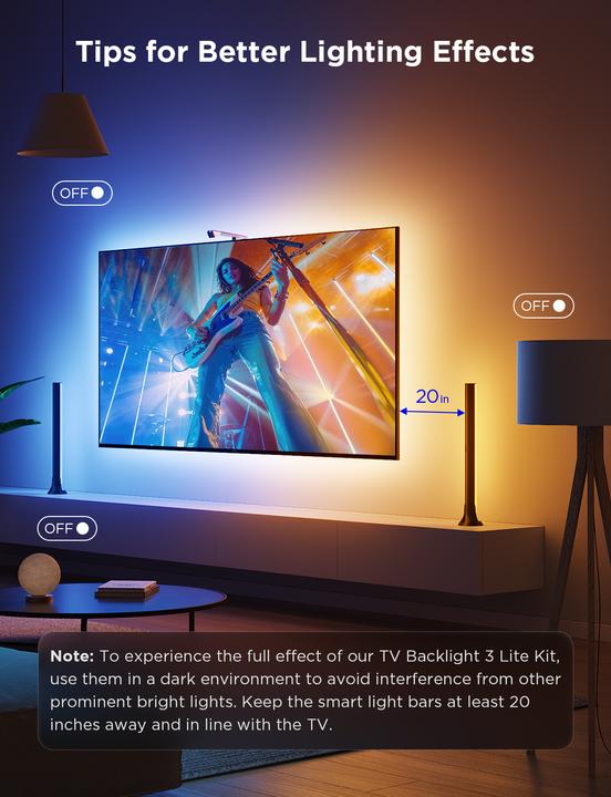 Image du produit Govee Barre lumineuse Backlight Kit 3 (Blanc chaud, 41 cm, Intérieur)