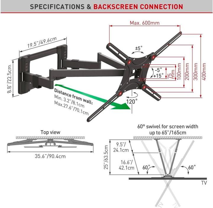 Produktbild Barkan WH 464L (Wand, 90", 60 kg)