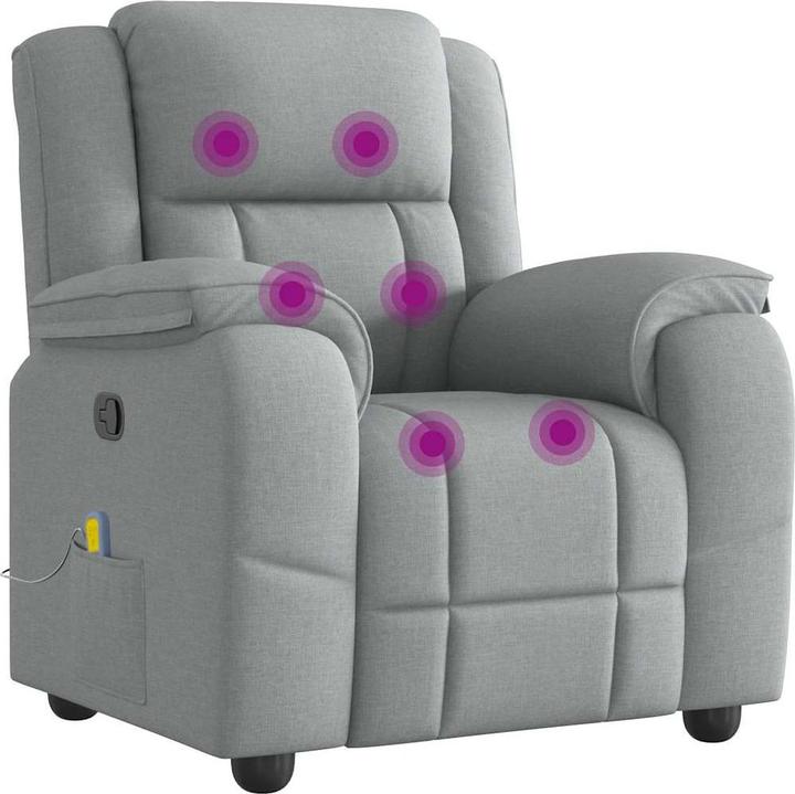 Actual product image VidaXL Massage armchair light grey fabric massage TV armchair