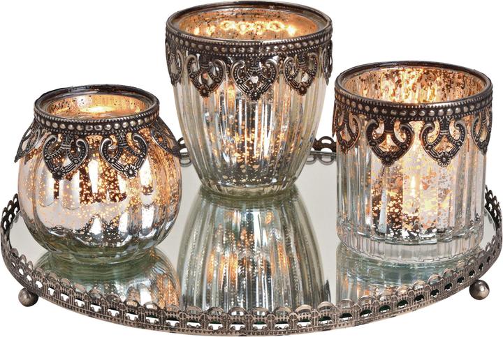 Actual product image G. Wurm Lantern 25 x 9 x 25 cm Set on mirror tray (4 x, 25 x 9 x 25 cm)