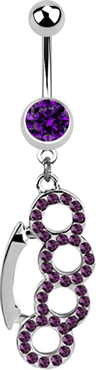 Image du produit Star Piercing Banane argent avec pendentif poing américain violet (sans laiton, Acier chirurgical 316L)