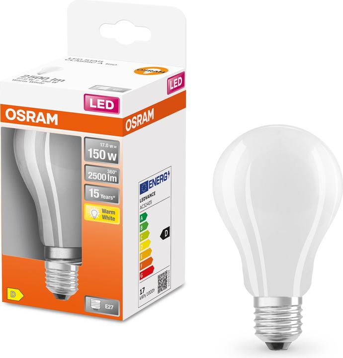 Actual product image Osram LED Retrofit Classic A (E27, 17 W, 2500 lm, 1 x, G)