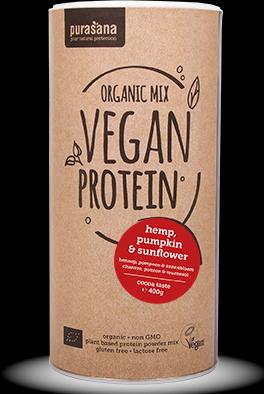Produktbild Purasana Vegan Protein Mix - Hemp / Pumpkin & Sunflower (400g Dose) (Cocoa, 1 Stk., 400 g)