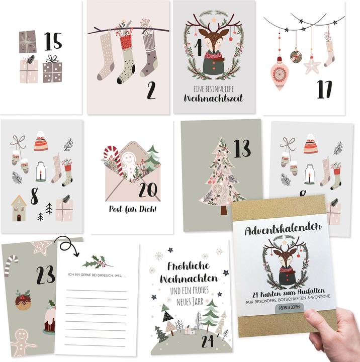 Immagine prodotto Papierdrachen Set di calendari dell'Avvento - 24 carte da riempire