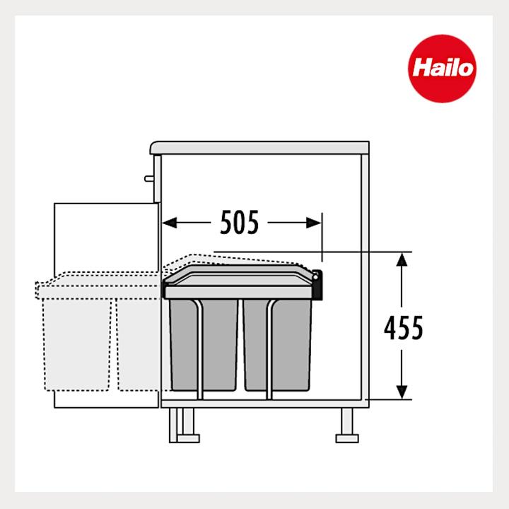 Produktbild Hailo Einbau Mülleimer 2x 15 L mit Biodeckel (30 l)