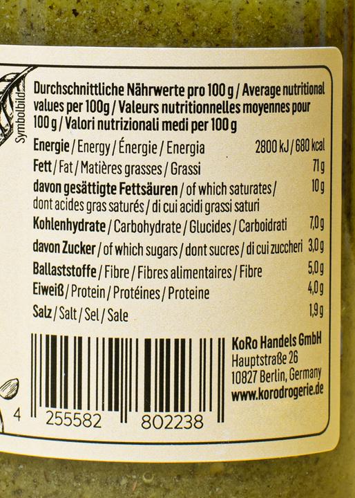Nutritional values and ingredients KoRo Green pesto with sage (180 g)