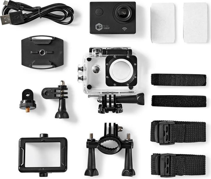Productafbeelding Nedis Action Cam 1080p@30fps 12 MPixel Waterdicht tot: 30,0 m 90 min WLAN App beschikbaar voor: Andro (30p, WiFi)
