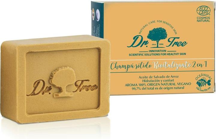 Immagine prodotto Dr. Tree Shampoo solido rivitalizzante 2 in 1 e balsamo biologico 75g - Tutti i tipi di capelli (Shampoo solido)