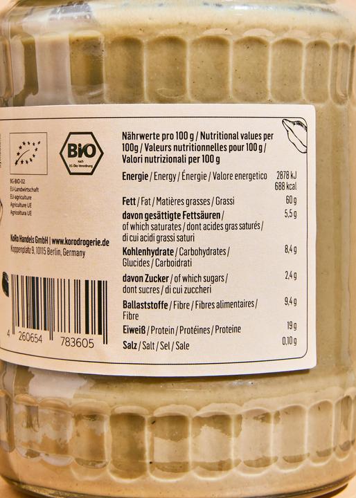 Valeurs nutritives et ingrédients KoRo Purée de graines de tournesol bio à partir de graines de tournesol décortiquées (3000 g)