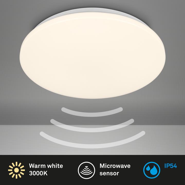 Actual product image Briloner LED ceiling light, microwave sensor, white, LED / 24W, IP54 (2600 lm)