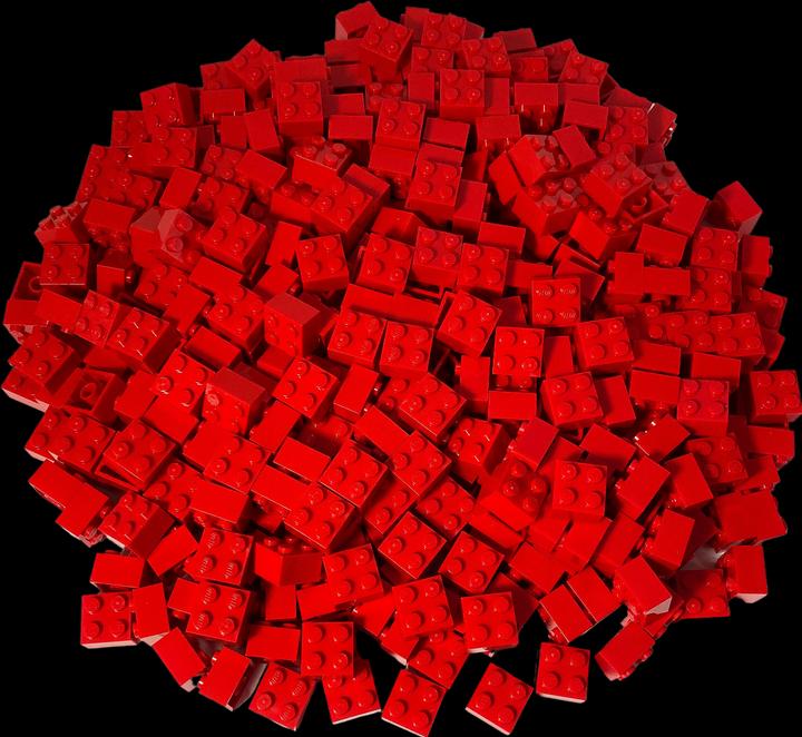 Actual product image LEGO 2x2 Bricks Red - 100x - Red bricks 3003 (3003, LEGO Accessories)