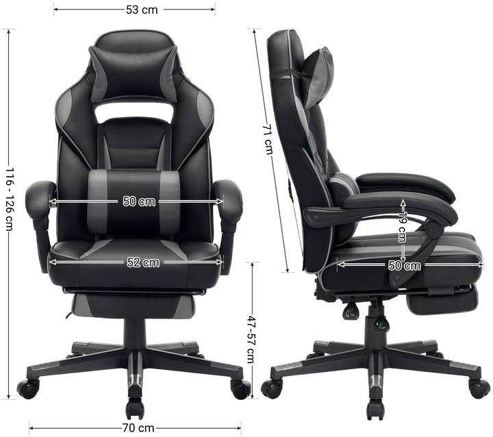 Actual product image Songmics Gaming chair, OBG073B03V1 faux leather grey, black frame