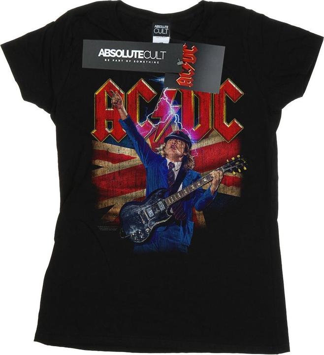 Actual product image AC/DC Womens/Ladies Angus Union Flag Lightning Cotton T-Shirt (L)