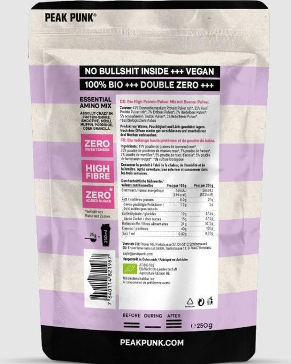 Image du produit Peak Punk Bio Protein Shake (Berry, 1 pcs, 250 g)