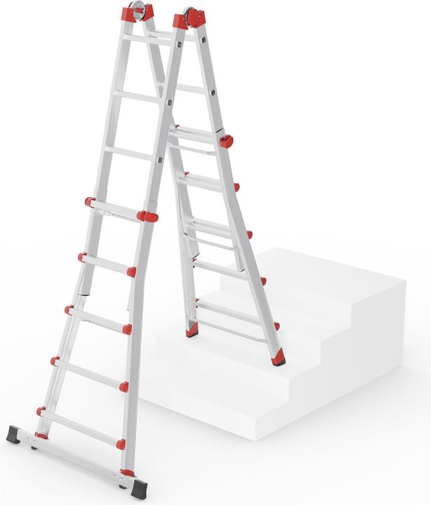 Hailo Mulitfunktions-Teleskopleiter (Stehleiter, Teleskopleiter, Mehrzweckleiter, 24 cm)