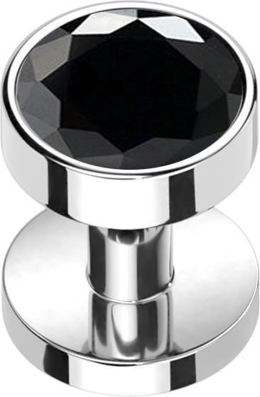 Produktbild Star Piercing Skin Diver silber mit Kristall schwarz (Titan G23, ohne Messing)