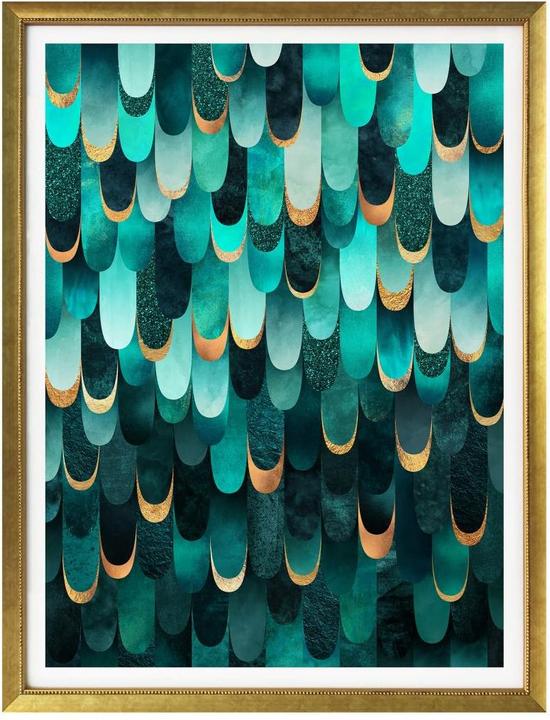 Actual product image Trenddeko Turquoise feathers (24 x 30 cm)