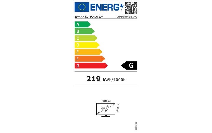 Produktbild iiyama 189.3cm(75") LH7564UHS-B1AG 16:9 2xHDMI+USB-C (Speditionsversand) (3840 x 2160 Pixel, 75")