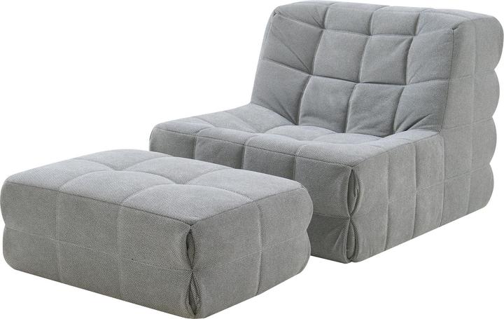 Produktbild En.Casa Bodensessel mit Fusshocker Koskyvn Textil Grau