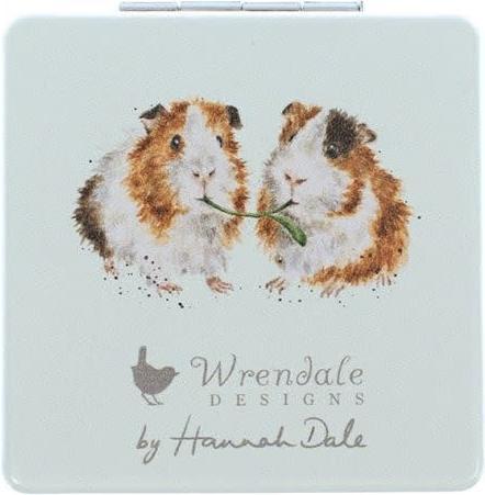 Produktbild Wrendale Design Taschenspiegel „Piggy in the Middle“ mit Meerschweinchen und Kaninchen (70 x 70 mm)