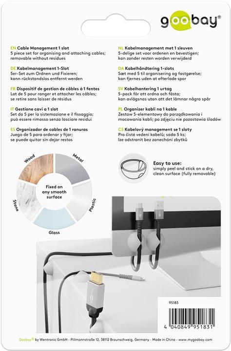 Actual product image Goobay Set of 5 cable guides