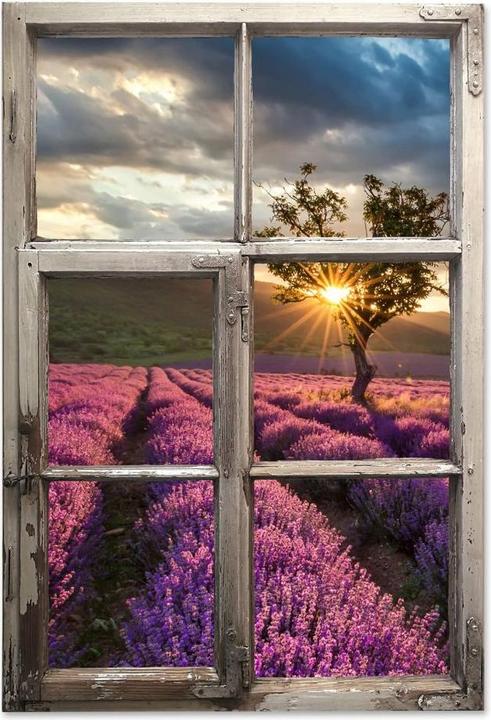 Produktbild Trenddeko 3D Fenster Shabby - Lavendelblüte in der Provence (41 x 60 cm)