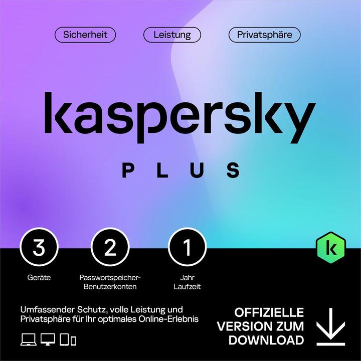 Kaspersky Plus 3device 1year Download (3 Utente, 1 Dispositivi/Utenti, 12 mesi)