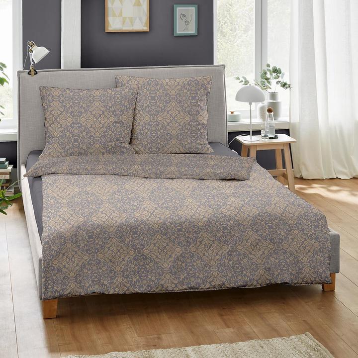 Produktbild Dormisette Mako-Satin Bettwäsche Ornamente goldbraun (Bettwäsche Set, 155x220 cm + 80x80 cm)