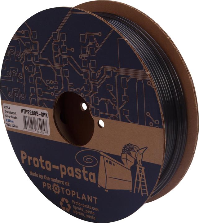 Immagine prodotto Proto-pasta Filamento HT PLA 2.0v Silver Smoke 0,5kg 2,85mm (PLA, 2.85 mm, 500 g, Grigio, Nero)