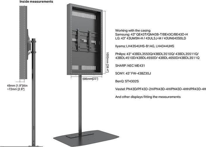 Produktbild Multibrackets Stele ohne Monitor, Portrait, schwarz, 43"/9764