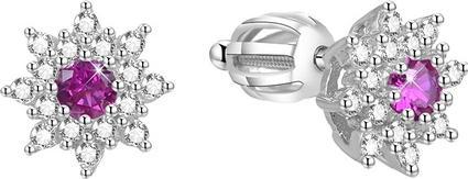 Actual product image Beneto Silver glittering earrings for flowers AGUP1444S (L)