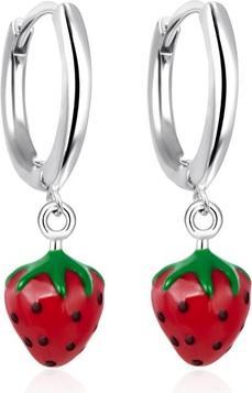 Agato - Silver hoop earrings Strawberries AGT-ED020K